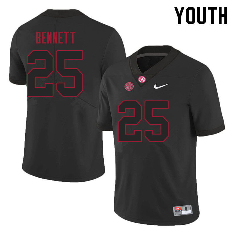 Alabama Crimson Tide Youth Jonathan Bennett #25 Black NCAA Nike Authentic Stitched 2021 College Football Jersey JP16S67CI